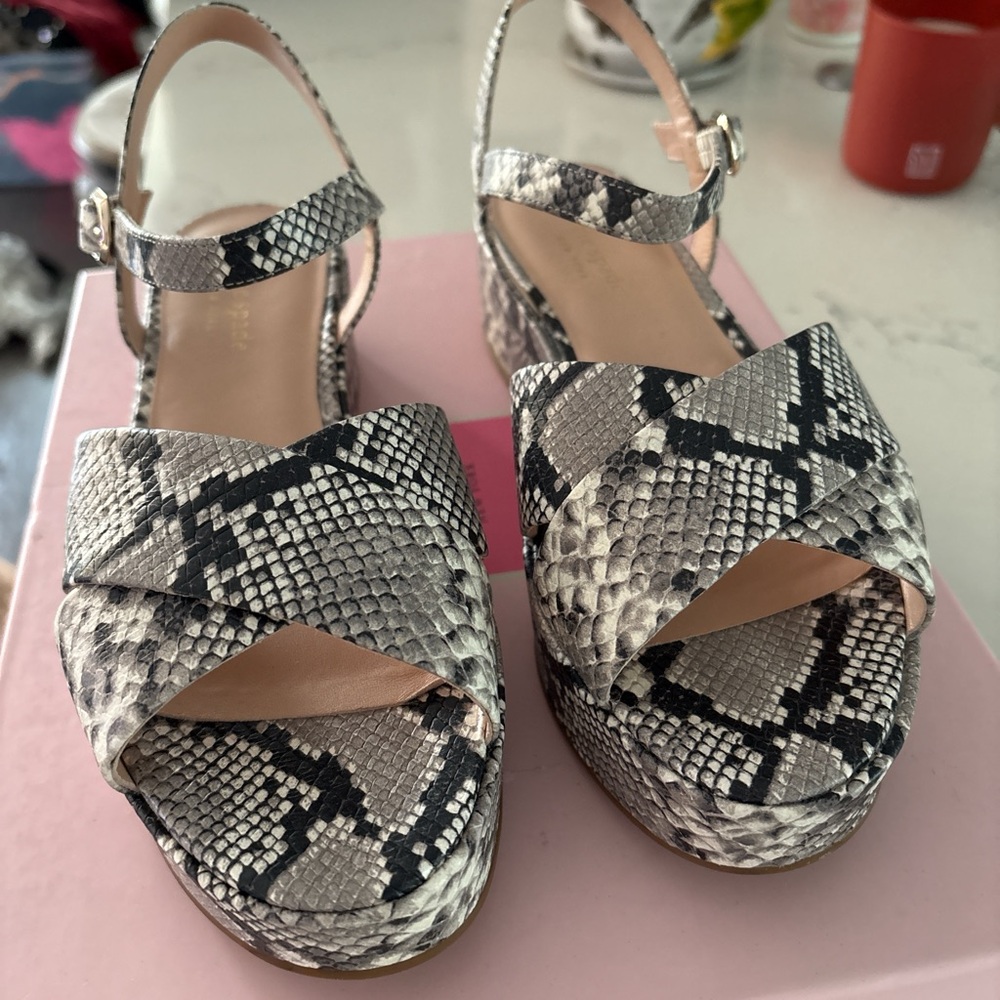 Kate Spade Black and Gray Wedge Shoes